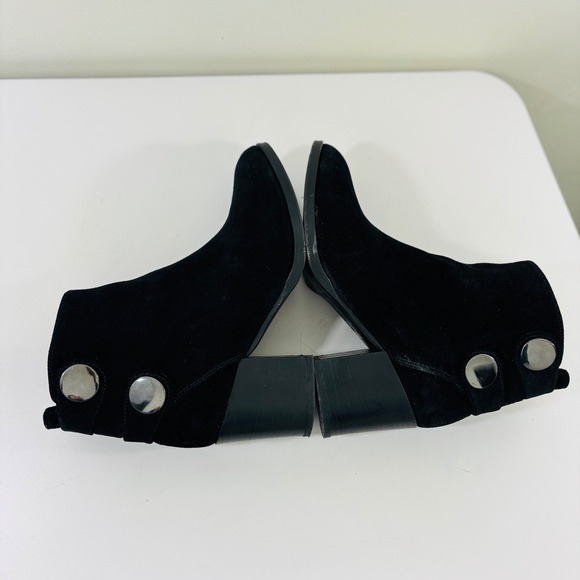 Alberto Fermani Women's Black Suede Heel Leather Ankle Boot Snap Italy Made 6.5 - Picture 4 of 9